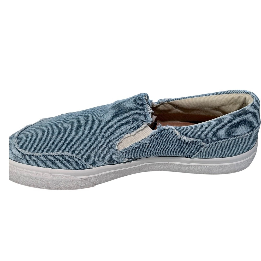 Lucky Brand Denim Slip On Sneakers Light Wash Frayed Distressed Shoes Women's 9M - Picture 7 of 8